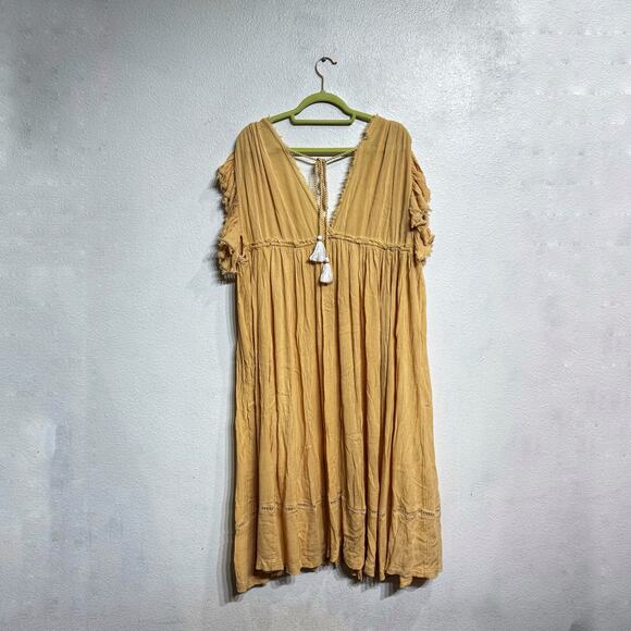 Free People Bali Will Wait For You Embroidered Midi Dress Sz L - Picture 9 of 12